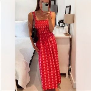 Zara printed midi dress smoking poplin cotton fuchsia